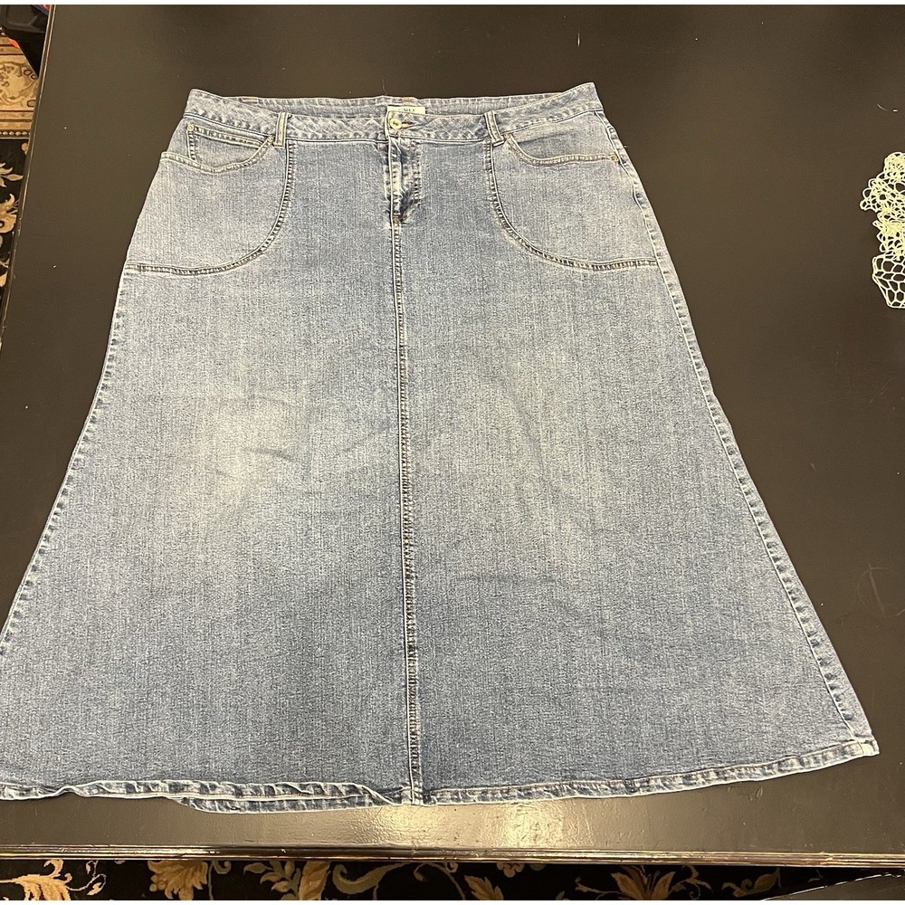 Cato Woman Blue Denim MIDI Length Y2k Jean Skirt Plus Sz 20 W